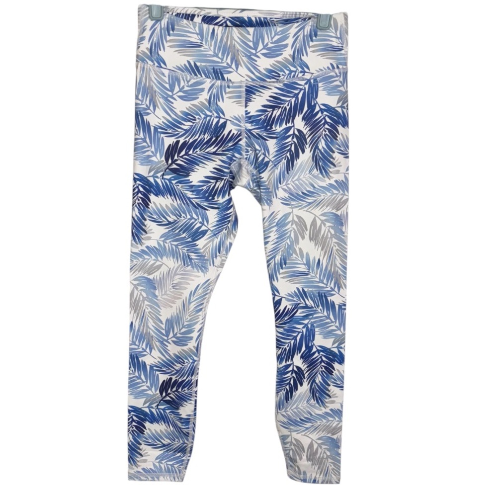 Fabletics Capri Leggings Powerhold Salar Printed Blue Palm Print Womens Size XXS